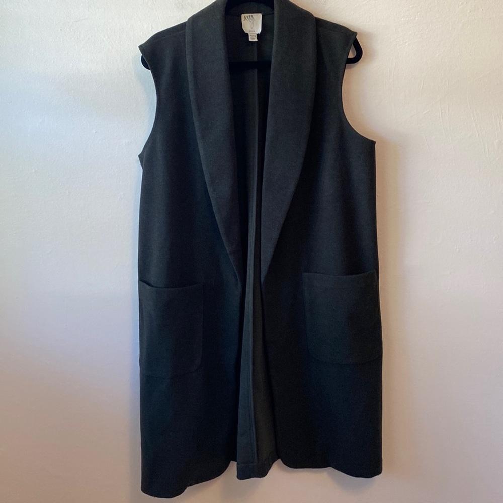 JOIE dark bottle green thick knit coat vest size XL